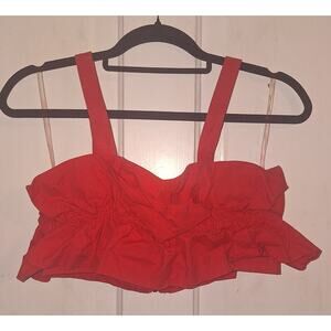 Alpha & Omega Red Spaghetti Strap Bra Top Women's Size Small Ruffle Festival